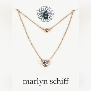 Marlyn Schiff Double Layered Necklace gold tone